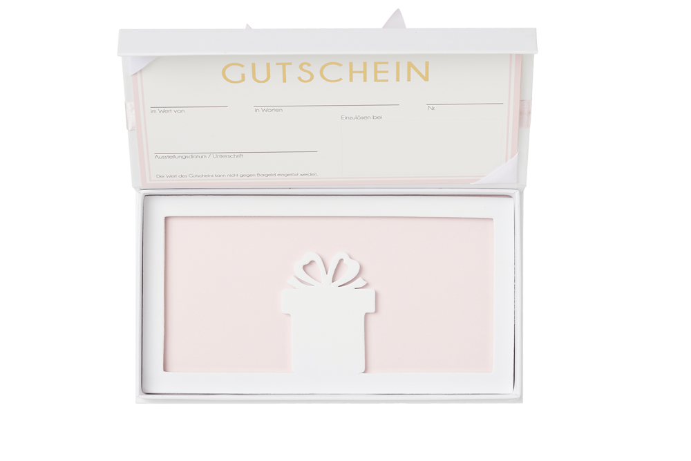 kirschblütenfarbene Gutscheinbox